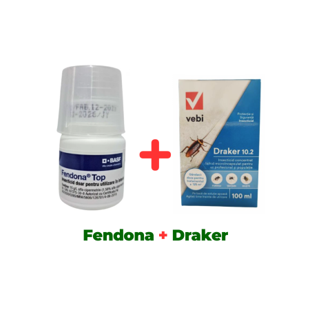 Insecticide - Insecticid concentrat muște și țânțari, fără miros, Fendona 50ml + Insecticid concentrat (fără miros) păduchi, purici, gândaci, furnici, muște, țânțari, DRAKER 100ml