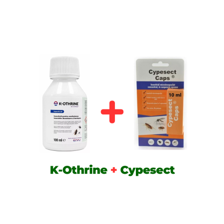 Insecticide - Soluție anti ploșnițe de pat fără miros, K OTHRINE 100 ml + Insecticid concentrat Cypesect Caps 10 ml, fără miros, eficient contra gândacilor, ploșnițelor și puricilor