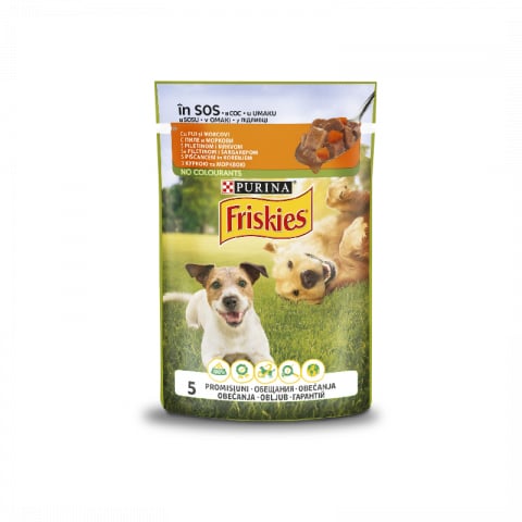 Plicuri caini - Friskies Plic Adult Pui si Morcov in Sos 100 g