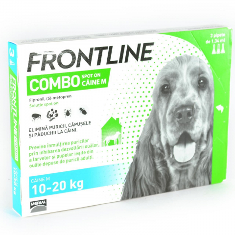 Antiparazitare externe caini - PIPETE ANTIPARAZITARE PURICI, CAPUSE, FRONTLINE COMBO M/CUTIE*3 PIPETE