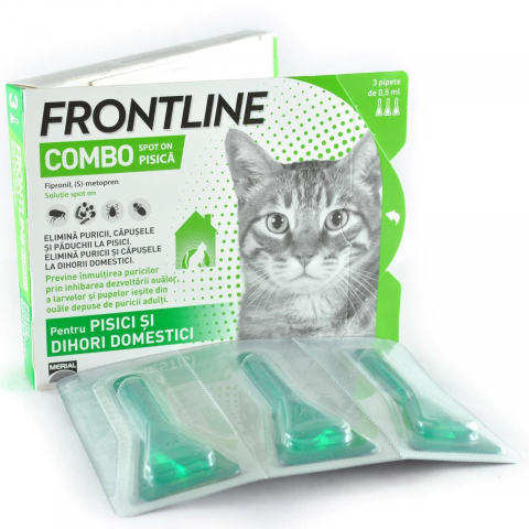 Antiparazitare externe pisici - PIPETE ANTIPARAZITARE PURICI, CAPUSE, FRONTLINE COMBO PISICA CUTIE*3PIP