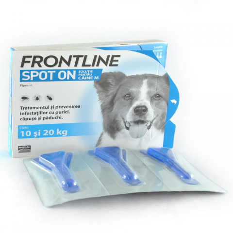 Antiparazitare externe caini - PIPETE ANTIPARAZITARE PURICI, CAPUSE, FRONTLINE SPOTON M /CUTIE *3PIP