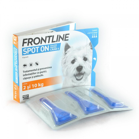 Antiparazitare externe caini - PIPETE ANTIPARAZITARE PURICI, CAPUSE, FRONTLINE SPOTON S (2-10 KG) /CUTIE*3PIP