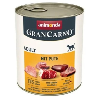 Câini - Conservă pentru câini cu curcan GranCarno 800 gr