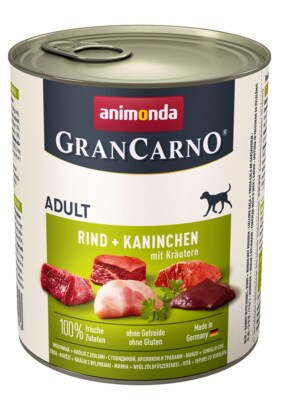 Câini - Conservă pentru câini cu iepure și verdeață GranCarno 800 gr