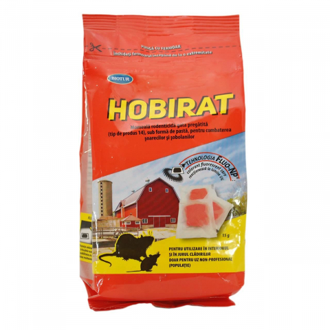 Raticide - HOBIRAT PASTĂ FLUORESCENTĂ 150g | Raticid Profesionist cu Brodifacoum 0,0029%