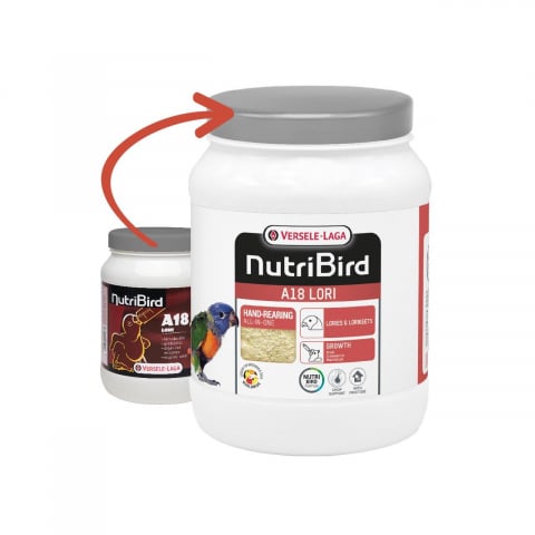 Hrana pasari exotice - HRANA COMPLETA VERSELE LAGA NUTRIBIRD A18 LORI PENTRU HRANIREA MANUALA A PASARILOR EXOTICE 800 G