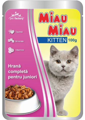 Pisici junior - Hrană umedă pentru pisici junior Miau-Miau 100 gr