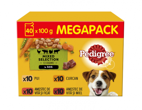 Plicuri caini - Hrana umeda pentru caini Pedigree Adult, Megapack plicuri, 40 x 100g