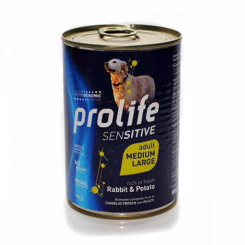 Hrana umeda - HRANA UMEDA PENTRU CAINI PREMIUM PROLIFE DOG ADULT SENSITIVE MEDIUM/LARGE IEPURE&amp;CARTOF 400GR/39681