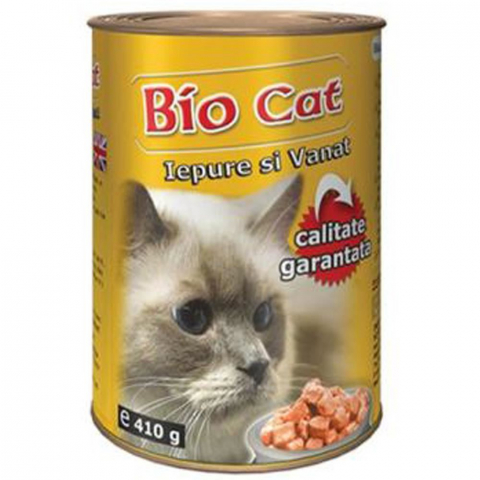 Pisici adulte - HRANA UMEDA PENTRU PISICI BIOCAT IEPURE/VANAT 410GR (24BUC/BAX)