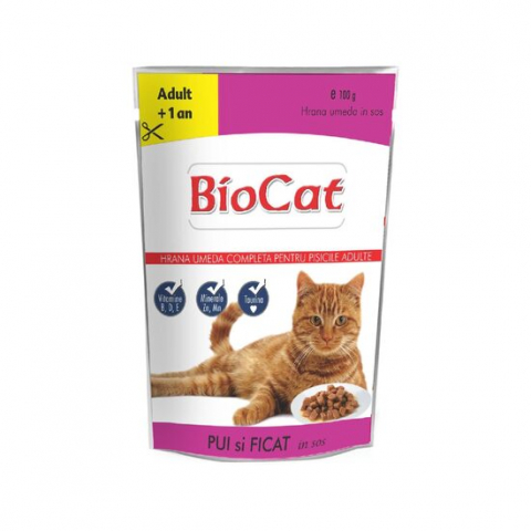 Hrana umeda pisici - HRANA UMEDA PENTRU PISICI BIOCAT PLIC PUI&FICAT IN SOS 100G