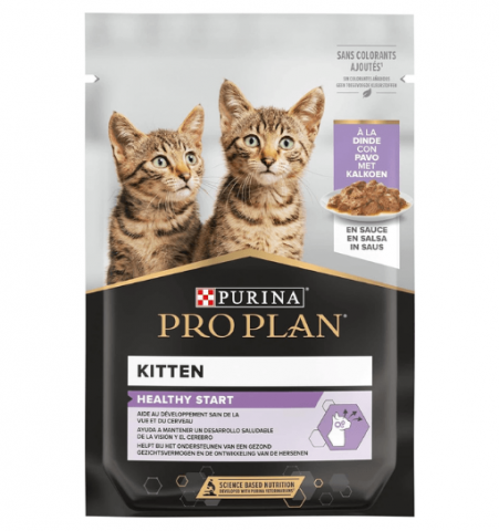 Pisici - Hrana umeda pentru pisici Purina Pro Plan Kitten NutriSavour cu Curcan in Sos, plic 85g