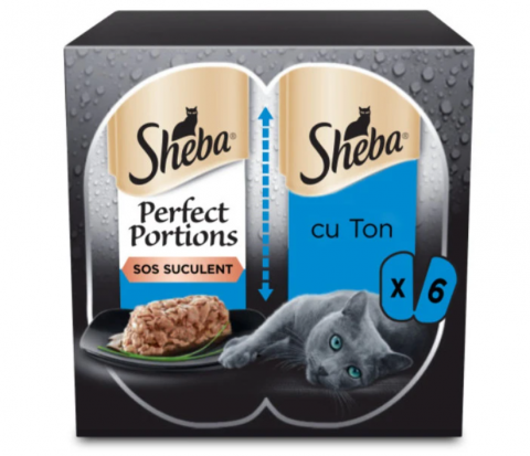 Pisici adulte - Hrana umeda pentru pisici Sheba Perfect Portions, adult, cu bucati de ton, 6 x 37.5 g