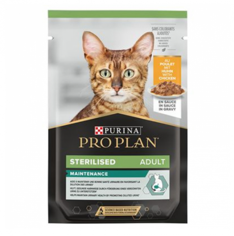 Pisici sterilizate - Hrana umeda pentru pisici sterilizate Pro Plan Nutrisavour cu pui in sos 85 gr
