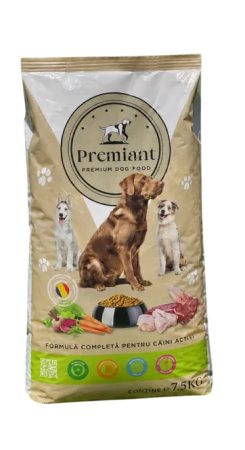 Hrana Uscata Caine Adult - Hrană uscată Premiant Premium Dog Food pentru câini, cu vită, pui și cereale, 7,5kg
