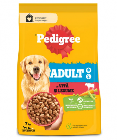 Caine adult - 7 KG Hrana uscata pentru caini Pedigree, Adult M/L, Vita si Legume