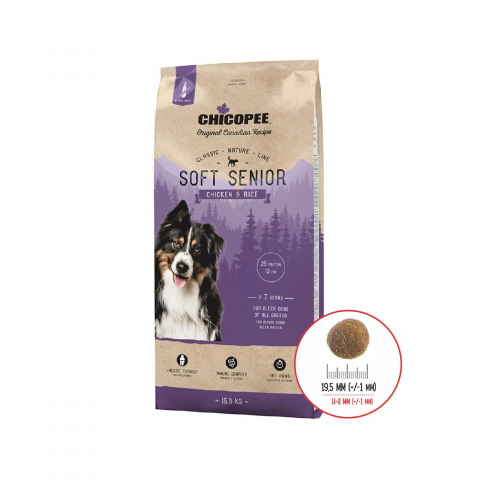 Caine adult - HRANA USCATA PENTRU CAINI SUPER PREMIUM CHICOPEE CLASSIC NATURE LINE SOFT SENIOR CHICKEN&amp;RICE 15KG
