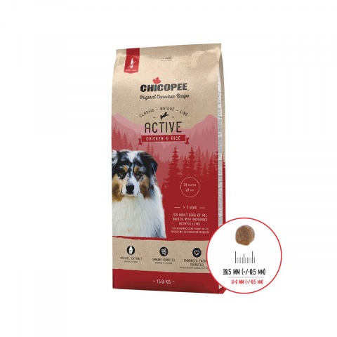 Caine adult - HRANA USCATA PENTRU CAINI SUPER PREMIUM CHICOPEE CNL ACTIVE CHICKEN&amp;RICE 15KG