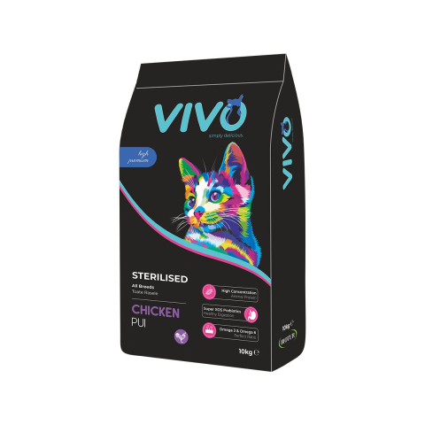 Mostră 100g hrană uscată pentru pisici cu pui VIVO Sterilised [1]
