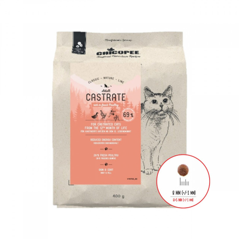 Pisici sterilizate - HRANA USCATA PENTRU PISICI SUPER PREMIUM CHICOPEE CNL CASTRATE POULTRY 400G