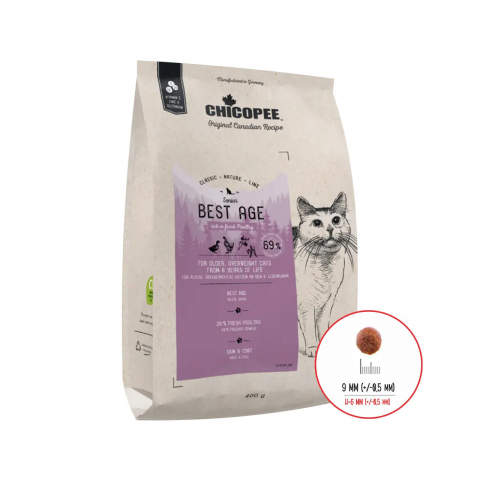 Pisici adulte - HRANA USCATA PENTRU PISICI SUPER PREMIUM CHICOPEE CNL SENIOR BEST AGE POULTRY 400G