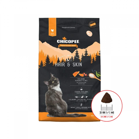 Pisici adulte - HRANA USCATA PENTRU PISICI SUPER PREMIUM CHICOPEE HNL HAIR&amp;SKIN 400G