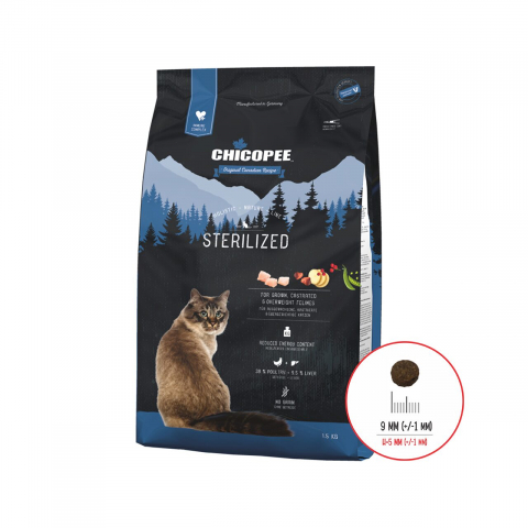 Pisici sterilizate - HRANA USCATA PENTRU PISICI SUPER PREMIUM CHICOPEE HNL STERILIZED 1.5KG