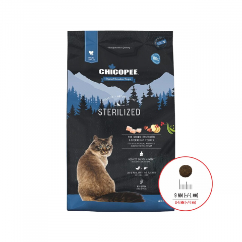 Pisici sterilizate - HRANA USCATA PENTRU PISICI SUPER PREMIUM CHICOPEE HNL STERILIZED 400G