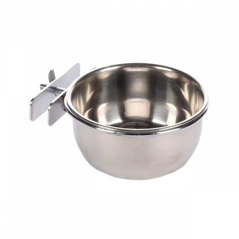 Accesorii custi rozatoare - HRANITOARE FLAMINGO PENTRU COLIVII DIN INOX CU SUPORT S 10CM/290ML