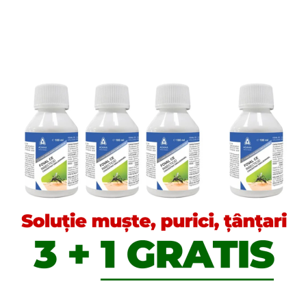 Pachete - 3+1 GRATIS - insecticid concentrat fără miros pentru muște, purici, căpușe & ploșnițe de pat Foval CE 100 ml - Copie