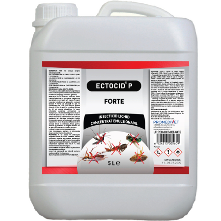 Insecticide - Insecticid concentrat păduchi, purici, gândaci, furnici, muște, țânțari Ectocid T Forte 5litri