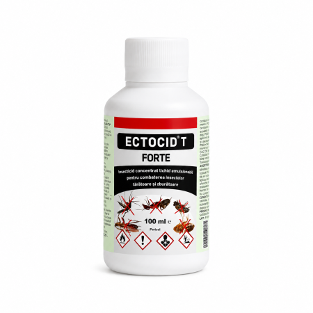 Insecticide pentru casă și fermă - Insecticid concentrat pentru purici, păduchi, gândaci Ectocid Forte T 100 ml