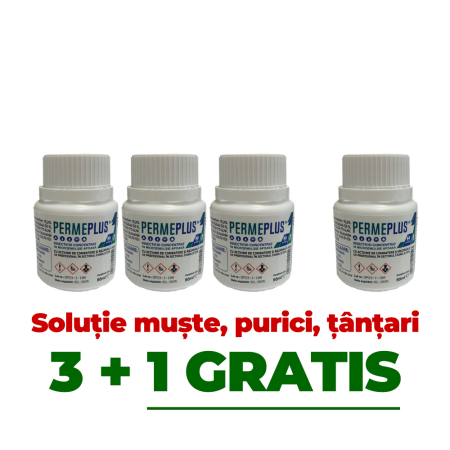 Pachete - 3+1 GRATIS - insecticid fără miros, împotriva muștelor, țânțarilor, Perme Plus 50 ml