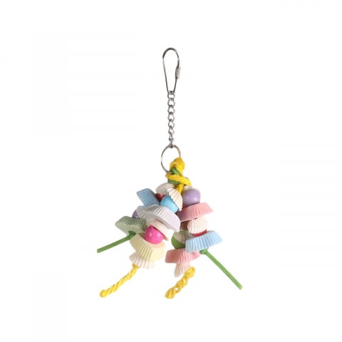 Jucarii pasari - JUCARIE CALCIU PENTRU NIMFE CALY MIX FLAMINGO 9x6x22(H) CM
