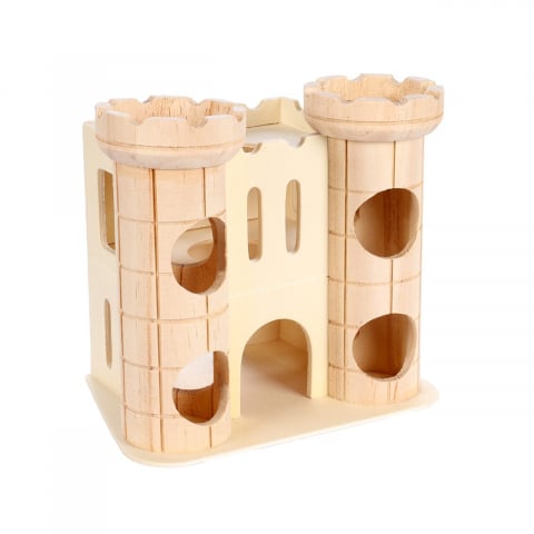Jucarii rozatoare - JUCARIE HAMSTERI CASTEL LEMN FLAMINGO 16x11x14.5H