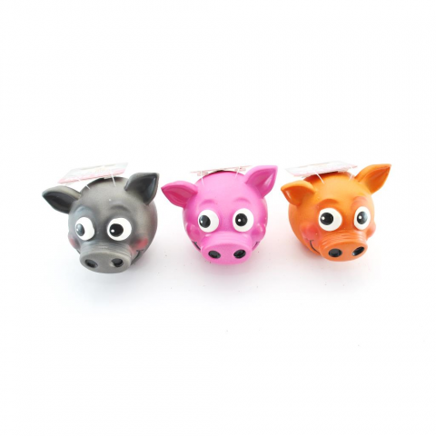 Jucarii caini - JUCARIE PENTRU CAINI PAPILLON LATEX PIG SMILEY MIX COLOURS, IN DISPLAY, 8CM-15 BUC/SET/ 140013