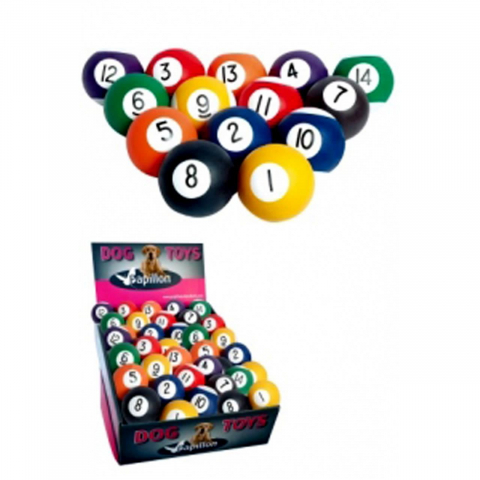 Caini - JUCARIE PENTRU CAINI PAPILLON MINGE BILIARD, MIX COLOURS, 6CM, DISPLAY 48 BUC/SET/140136