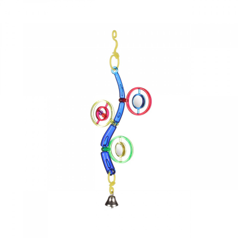 Jucarii pasari - JUCARIE PENTRU PASARI EXOTICE FLAMINGO OGLINZI CU CLOPOTEL 5x15CM