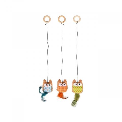 Jucarii pisici - JUCARIE PENTRU PISICI FLAMINGO BUFNITA CU FULGI CULORI MULTIPLE 17x3 CM