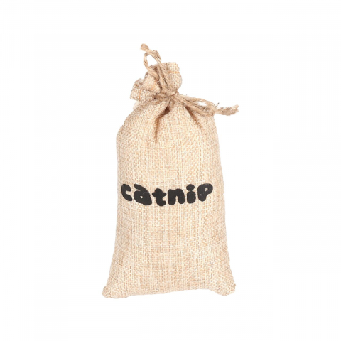 Jucarii pisici - JUCARIE PENTRU PISICI FLAMINGO SAC TEXTIL CU IARBA PISICII SI CLOPOTEL 15CM
