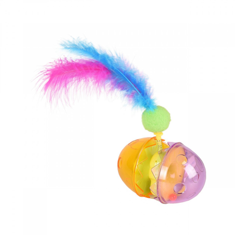 Jucarii pisici - JUCARIE PENTRU PISICI FLAMINGO UGO OU CU FULG 9.5x6.5x20CM