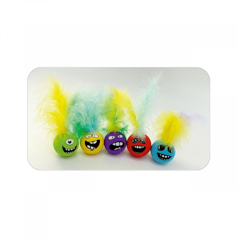 Pisici - JUCARIE PENTRU PISICI MINGE SPONGE CU FULG 5CM