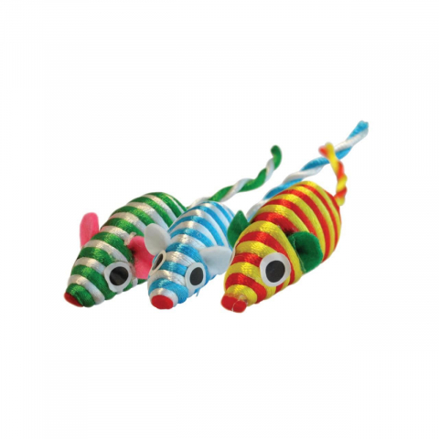 Jucarii pisici - JUCARIE PENTRU PISICI SET 80 SOARECI RAFIE 4.5CM