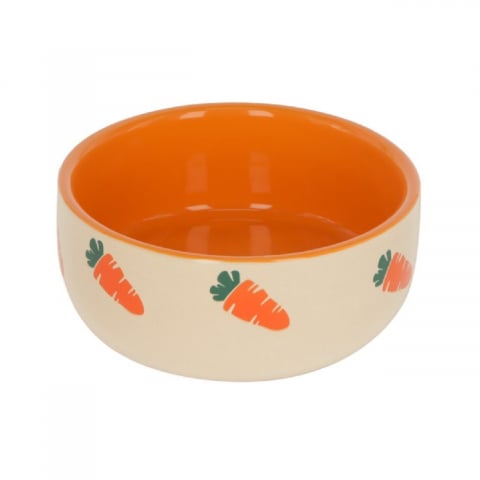 Accesorii custi rozatoare - KERBL BOL CERAMIC ROZATOARE MODEL MORCOVI 100ML FI=8.5CM