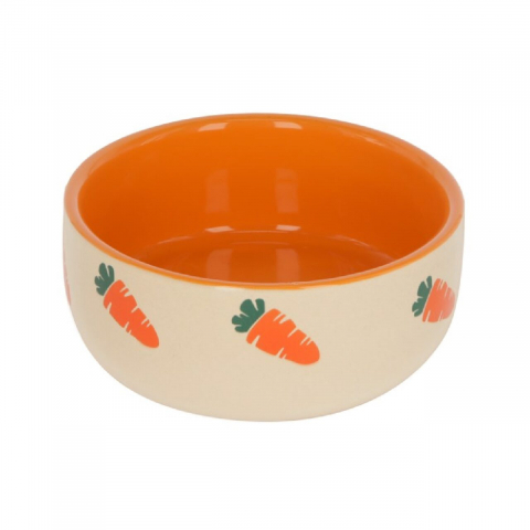 Accesorii custi rozatoare - KERBL BOL CERAMIC ROZATOARE MODEL MORCOVI 250ML FI=11.5CM