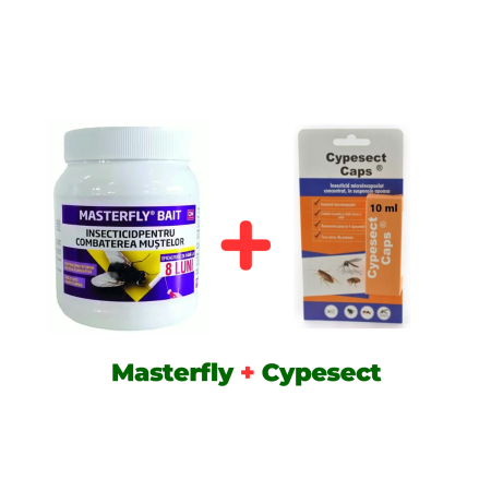 Insecticide - Insecticid, fară miros, împotriva muștelor Masterfly Bait 125 gr + Insecticid concentrat Cypesect Caps 10 ml, fără miros, eficient contra gândacilor, ploșnițelor și puricilor