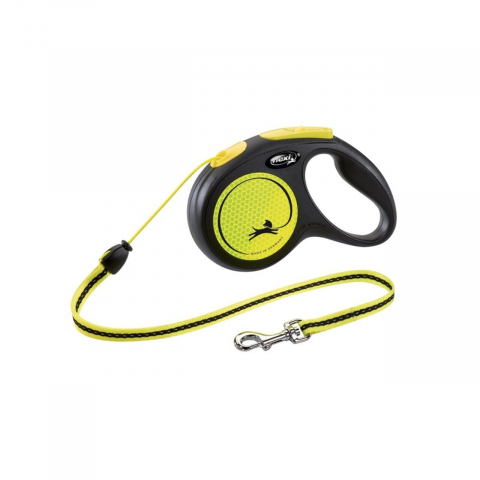 Caini - LESA PENTRU CAINI KERBL FLEXI CLASSIC CU FIR M 5M/20KG NEON