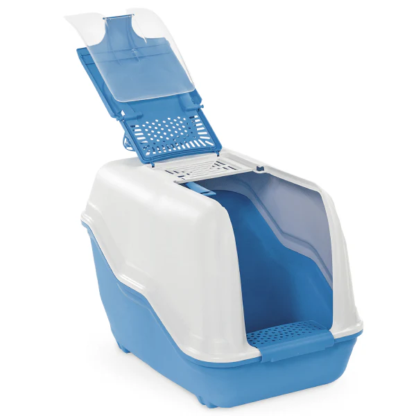 Litiere pisici - Litiera acoperita cu filtru de carbon EcoNetta Blue 54x39x40(h)cm