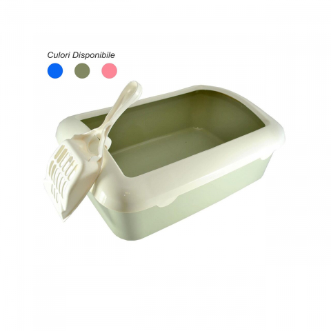Litiere pisici - LITIERA PENTRU PISICI CU RAMA SI LOPATICA MIXED COLORS 41x30x13(h)cm/LD547B